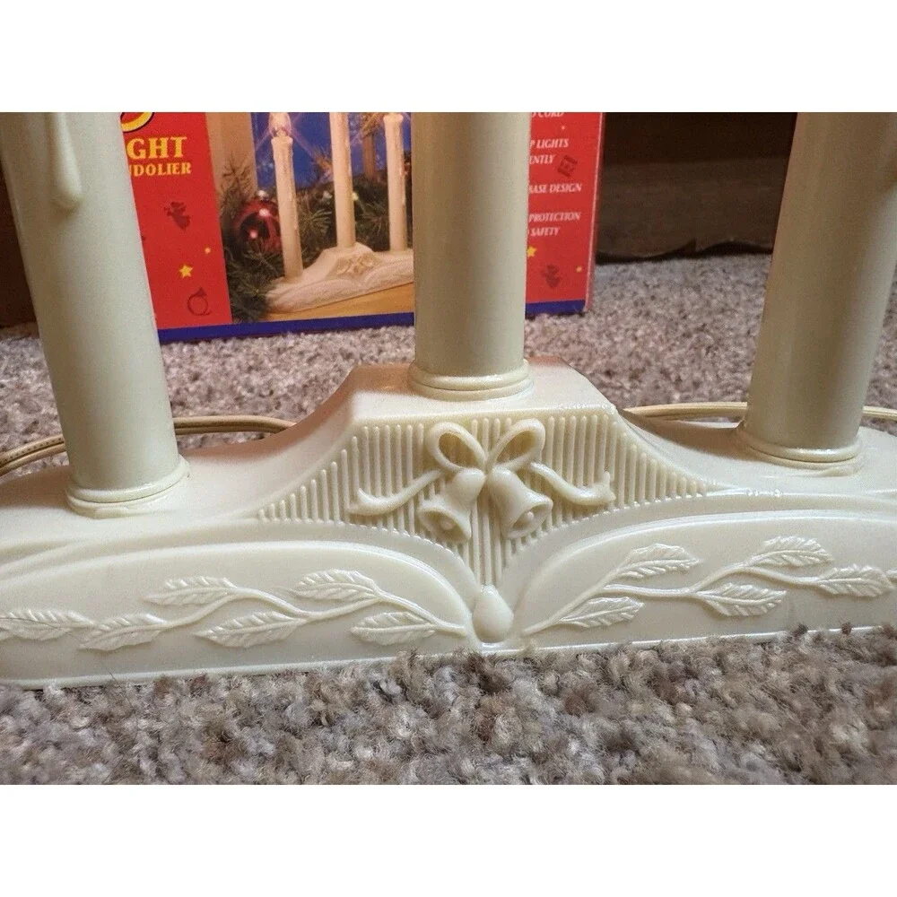 Vintage 3 Light Electric Window Candle Christmas Candolier Holiday Time W/box